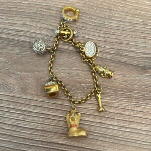 Danbury Mint Yorkie Dog Bracelet 24K Gold Plated Rhinestone Toggle Clasp